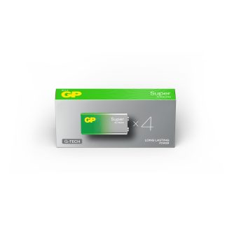 Batteries, Super Alkaline, PP3 Size, 9V (Pack 4)