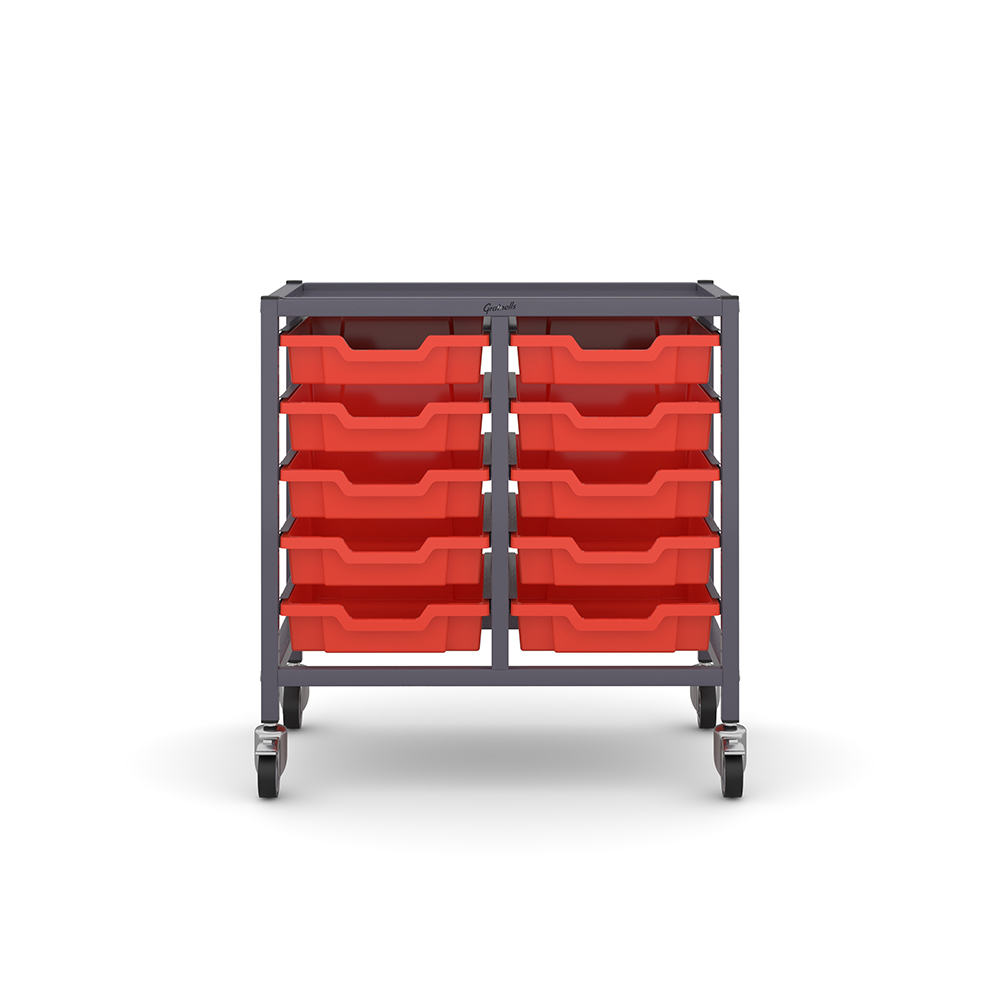 Trolley Sets with Trays - Under-bench Double Column with 10 x F1 Shallow Trays