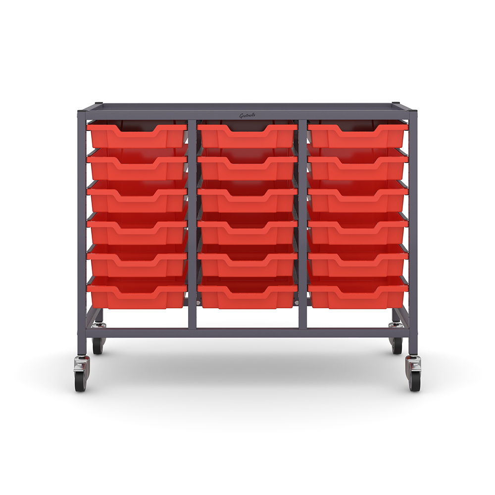 Trolley Sets with Trays - Treble Column with Runners for 18 x F1 Shallow Trays